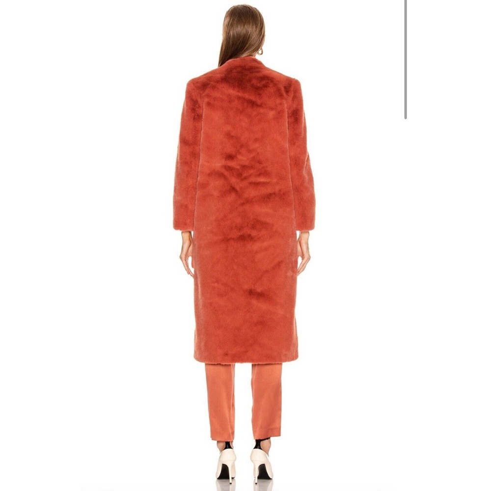 NWT Michelle Mason Womens Size 0 Faux Fur Coat Red Orange Dune Heavyweight Warm - Picture 4 of 10